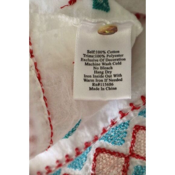 Johnny Was Women's Sz Large White 3J Workshop Embroidered Tunic Top - Picture 7 of 12